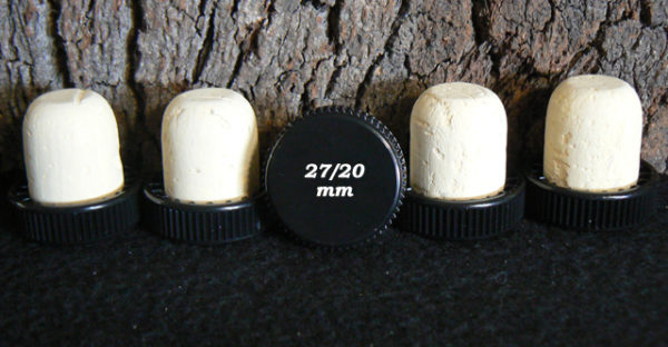 Bouchons liège à Tête plastique noire liège sanpor 29x27/20 mm