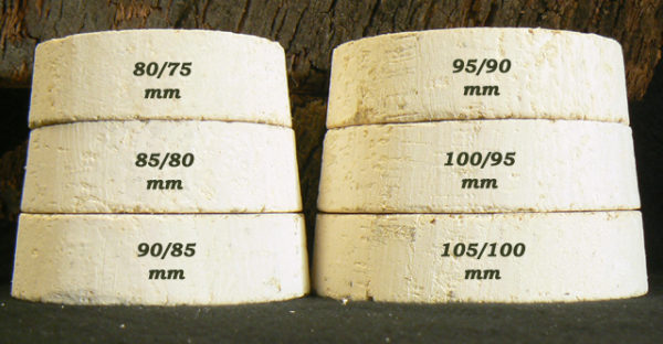 Bouchons de liège coniques Bocaux Liège Sanpor hauteur 25 mm.