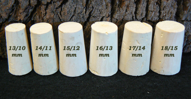Bouchons de liège coniques TOPETTES – liège Sanpor®- Hauteur 25 mm (Col Ø  10 à 17 mm)