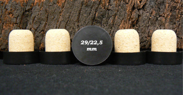 Bouchon liege tete plastique noire 34x29/22.5mm sur ame du liège