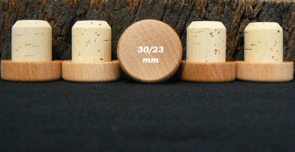 bouchon liege tete bois verni 34/30x23mm en vente sur Âme du liège
