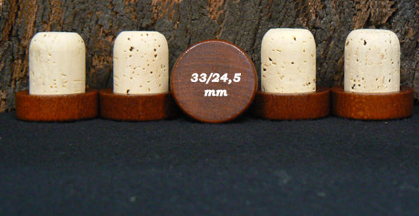 Bouchon tete bois marron 37mm liège naturel 33x24,5 mm sur Âme du liège