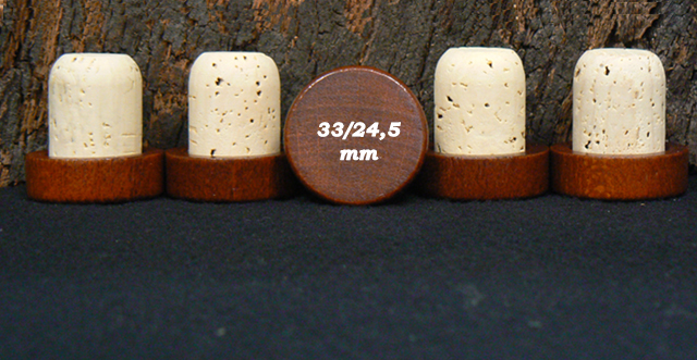 Vente de bouchons à tete marron liege naturel 37x33/24,5 mm