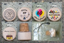 Bouchons verseurs personnalises ANNIVERSAIRES sur Ame du liège