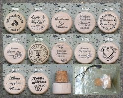 Bouchons liege personnalises mariage sur Ame du liege